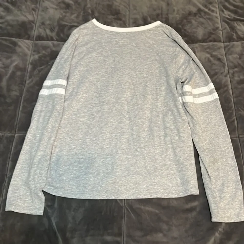 Justice “K Byee” Glittery Long Sleeve Grey T shirt Top